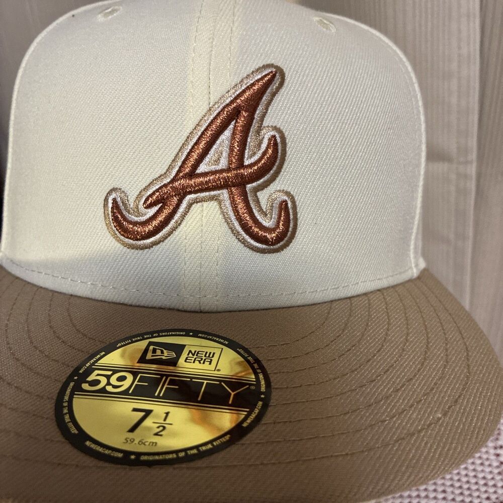 Atlanta Braves New Era Chrome  59FIFTY Fitted Embroidered Logo Hat Sz 7.5 New - Picture 7 of 9